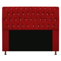 Cabeceira Lady Estofada com Strass 140 cm para Cama Box de Casal Suede Vermelho Quarto - AM Decor