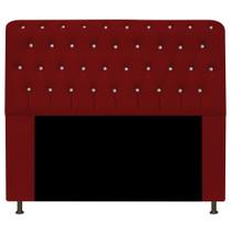 Cabeceira Lady Estofada com Strass 195 cm para Cama Box King Sintético Vermelho Quarto - AM Decor