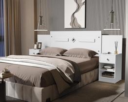 Cabeceira Lara Em Madeira Mdf Com Mesa De Cabeceira Para Cama Box Casal E Queen