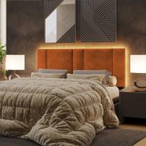 Cabeceira Laura 1,60 Queen para Cama Box c/ LED Almofadado Tecido Boucle Bege e Terracota Pratikza Cabeceira Laura 1,60 Queen para Cama Box c/ LED Almofadado Tecido Boucle Bege e Terracota Pratikza