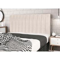 Cabeceira Leblon Bege Estofada para Cama Box Casal King Size 195Cm Quarto Luxo JBE Móveis