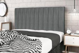 Cabeceira Leblon Chumbo Estofada para Cama Box Casal King Size 195Cm Quarto Luxo JBE Móveis
