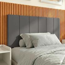 Cabeceira Lisa Solteiro Estofada Suede Espuma Premium Modulada Conforto e Design - Cinza