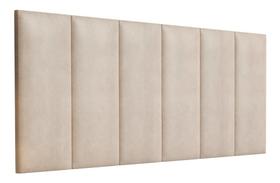 Cabeceira Lisa Suede Estofada para Cama Box de Casal King Size 1,95x55cm Cor Bege