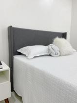Cabeceira Liz Clean Perfeito Para o Seu Ambiente 140x120cm de Altura Em Cinza Escuro Tecido em Linho