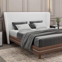 Cabeceira Lugano 140cm Composê Linho Cinza Conforto Moderno Larbelle Moveis