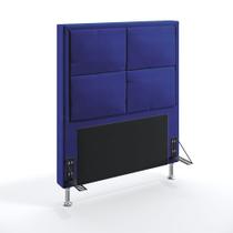 Cabeceira Maia 90 Modulada Estofada A-019 Couro Artificial Azul Aradecor