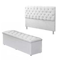 Cabeceira Mais Calçadeira Baú Casal 140cm Para Cama Box material sintético Branco - FÁBRICA DE TUDO Cabeceira Mais Calçadeira Baú Casal 140cm Para Cama Box material sintético Branco - FÁBRICA DE TUDO