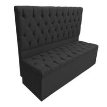 Cabeceira Mais Calçadeira Baú Casal 140cm Para Cama Box Suede Preto