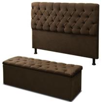 Cabeceira Mais Calçadeira Baú Casal 190 cm Para Cama Box Sofia Suede Marrom Twdecora Cabeceira Mais Calçadeira Baú Casal 190 cm Para Cama Box Sofia Suede Marrom Twdecora