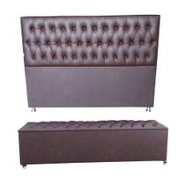 Cabeceira Mais Calçadeira Baú Casal Queen 160cm Para Cama Box Sofia Napa Marrom - DS Estofados Cabeceira Mais Calçadeira Baú Casal Queen 160cm Para Cama Box Sofia Napa Marrom - DS Estofados