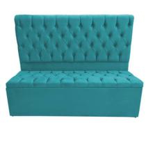 Cabeceira Mais Calçadeira Baú King 195cm Para Cama Box Sofia Suede Azul Turquesa - DS Móveis