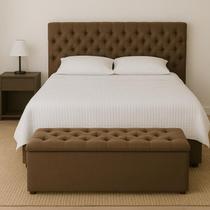 Cabeceira Mais Calçadeira Baú King Marrom 195cm