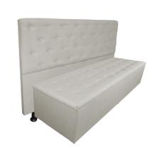 Cabeceira mais Calçadeira Casal King Juliana 190cm Para Cama Box Suede Bege - DS Estofados