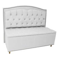 Cabeceira mais Calçadeira Casal Queen 160cm Para Cama Box Diana Suede Branco - DS Estofados