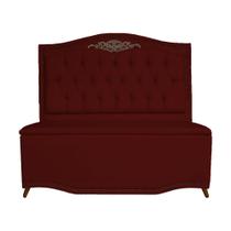 Cabeceira mais Calçadeira Casal Queen 160cm Para Cama Box Greta Suede Bordô - DS Estofados