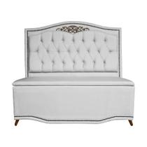 Cabeceira mais Calçadeira Casal Queen 160cm Para Cama Box Greta Suede Branco - DS Estofados