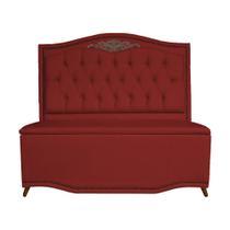 Cabeceira mais Calçadeira Casal Queen 160cm Para Cama Box Greta Suede Vermelho - DS Estofados