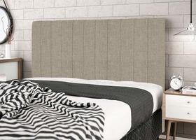 Cabeceira Maitê Tecido Linho Bege Estofada para Cama Box Casal 144Cm Quarto Luxo - Jbe Móveis