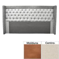Cabeceira MH-2690 Herval Estofada Casal para Colchão 138 cm Moldura Marrom A Linho Bege C