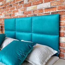 Cabeceira Módena H6 Azul Turquesa Suede Liso Queen 160 X 120 Cm Cabeceira Módena H6 Azul Turquesa Suede Liso Queen 160 X 120 Cm