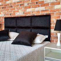 Cabeceira Módena H6 Preto Suede Amassado Casal 140 X 120 Cm