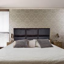 Cabeceira Módena H6 Suede Amassado Preto King 195 X 60