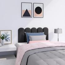 Cabeceira Modulada Cama Box Solteiro 5 Módulos Nuvem 2 Preto