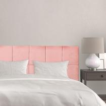 Cabeceira Modulada Estofada Queen Size Rosa Suede Painel Para Cama Casal 1,80mX60cm