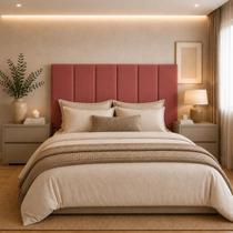 Cabeceira Modulada Painel Estofada Casal 1.40m Suede Suspensa Box Lisa Rosa Cabeceira Modulada Painel Estofada Casal 1.40m Suede Suspensa Box Lisa Rosa