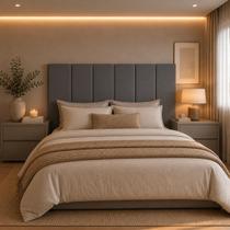 Cabeceira Modulada Painel Estofada Casal 1.60m Suede Suspensa Box Lisa Cinza Cabeceira Modulada Painel Estofada Casal 1.60m Suede Suspensa Box Lisa Cinza