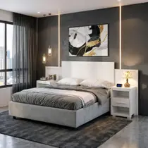 Cabeceira Modular Ajustável Para Cama Queen E Casal Com Criados Inclusos