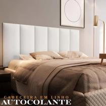 Cabeceira Modular Casal em Linho 5 Módulos 30x60cm com Placas Autocolantes Dupla Face Adesiva