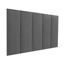 Cabeceira Modular E Box Casal 60x140 Em Material Sintético Cinza