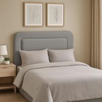Cabeceira Mônaco Casal Cama Box Estofada Cinza Moderna 140cm Cabeceira Mônaco Casal Cama Box Estofada Cinza Moderna 140cm