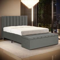 Cabeceira Nashira e Calçadeira Baú Navi 160 para Cama Queen N-023 Veludo Cinza Claro Aradecor Cabeceira Nashira e Calçadeira Baú Navi 160 para Cama Queen N-023 Veludo Cinza Claro Aradecor