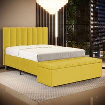 Cabeceira Nashira e Calçadeira Navi 160 para Cama Queen N-035 Veludo Amarelo Aradecor Cabeceira Nashira e Calçadeira Navi 160 para Cama Queen N-035 Veludo Amarelo Aradecor