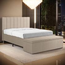 Cabeceira Nashira e Calçadeira Navi 160 para Cama Queen N-039 Linho Bege Aradecor Cabeceira Nashira e Calçadeira Navi 160 para Cama Queen N-039 Linho Bege Aradecor