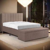 Cabeceira Nashira e Calçadeira Navi 160 para Cama Queen N-042 Linho Marrom Aradecor Cabeceira Nashira e Calçadeira Navi 160 para Cama Queen N-042 Linho Marrom Aradecor