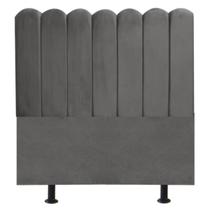 Cabeceira Nuvem Cama Solteiro 90cm Alanis Suede Cinza Escuro Cabeceira Nuvem Cama Solteiro 90cm Alanis Suede Cinza Escuro