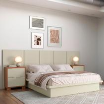 Cabeceira p/ Cama Casal 280cm 2 Mesas de Cabeceira 100% MDF