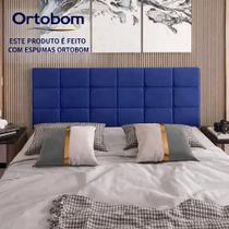 Cabeceira Painel Bia Estofada Casal Azul 1,40m
