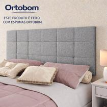 Cabeceira Painel Bia Estofada Queen Linho Cinza 1,60m - PC MÓVEIS