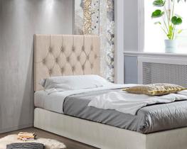 Cabeceira Painel Cama Box Solteiro 90 cm CAPITONÊ Suspensa - Areia Suede