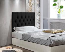 Cabeceira Painel Cama Box Solteiro 90 cm CAPITONÊ Suspensa - Preto Suede