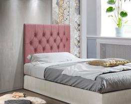 Cabeceira Painel Cama Box Solteiro 90 cm CAPITONÊ Suspensa - Rose Suede