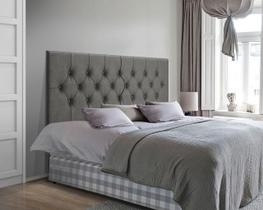 Cabeceira Painel Cama Casal 1,40 CAPITONÊ Box Estofada - Cinza Suede