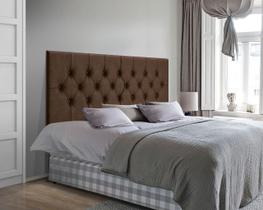 Cabeceira Painel Cama Casal 1,40 CAPITONÊ Box Estofada - Marrom Suede