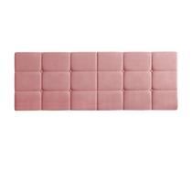 Cabeceira painel cama casal box almofadada blocos rosa