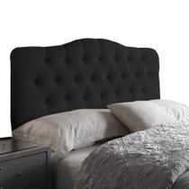 Cabeceira Painel Casal Curvo Estofada Capitone 1,40 Suede Preto Cabeceira Painel Casal Curvo Estofada Capitone 1,40 Suede Preto
